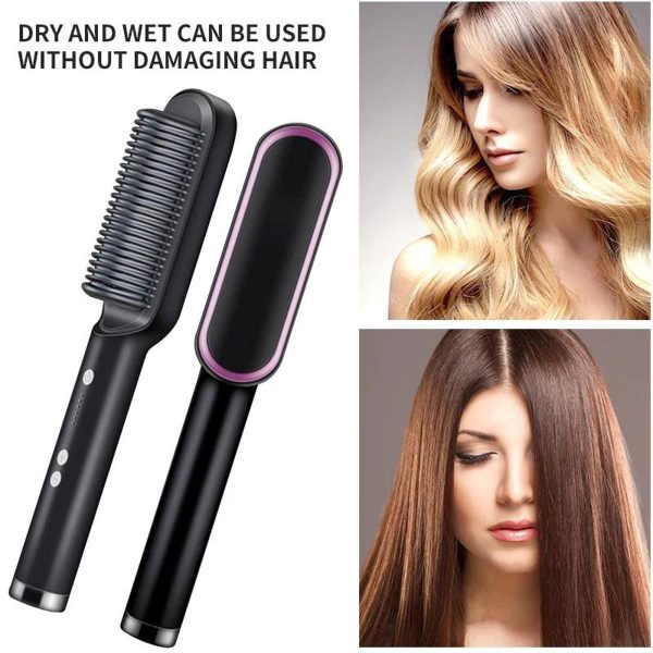 Heated Hair Straightening Brush | 3-in-1 Hair Straightener Comb Negative Ion Styling Comb