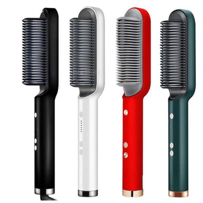 Heated Hair Straightening Brush | 3-in-1 Hair Straightener Comb Negative Ion Styling Comb
