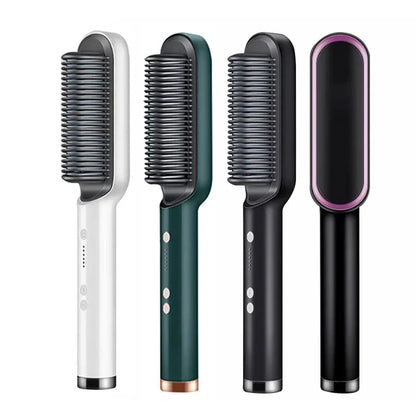 Heated Hair Straightening Brush | 3-in-1 Hair Straightener Comb Negative Ion Styling Comb