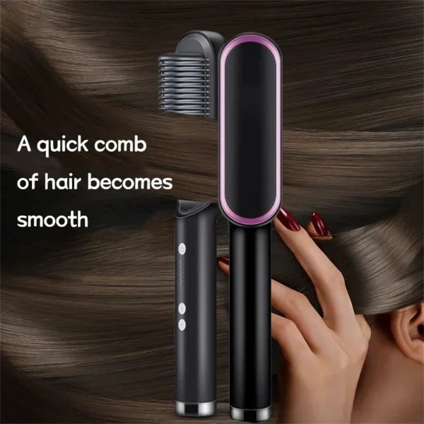 Heated Hair Straightening Brush | 3-in-1 Hair Straightener Comb Negative Ion Styling Comb