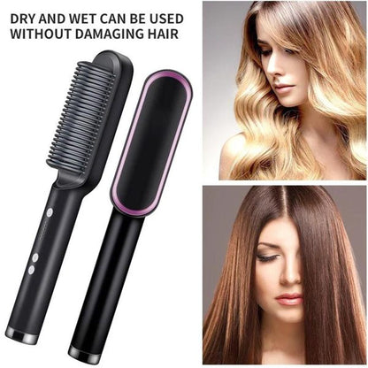 Heated Hair Straightening Brush | 3-in-1 Hair Straightener Comb Negative Ion Styling Comb